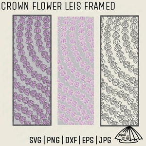 Kronenblume Leis gerahmt SVG - Lei Strang SVG - Hawaiiblume SVG - Kronenblume SVG - Pua Kalaunu Clip Art - Lasergravur - Lei SVG
