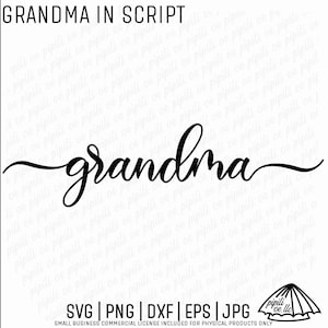 Grand-mère en script SVG - Clip Art cursive grand-mère - gravure laser grand-mère - téléchargement numérique - fichier de coupe SVG - Script grand-mère PNG - élégant