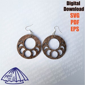Maanstanden Earring Laser SVG - Laser SVG - Laser Earring SVG - Digitale Download - Maanstanden Svg - Lasergesneden bestand - Maanfase Pdf