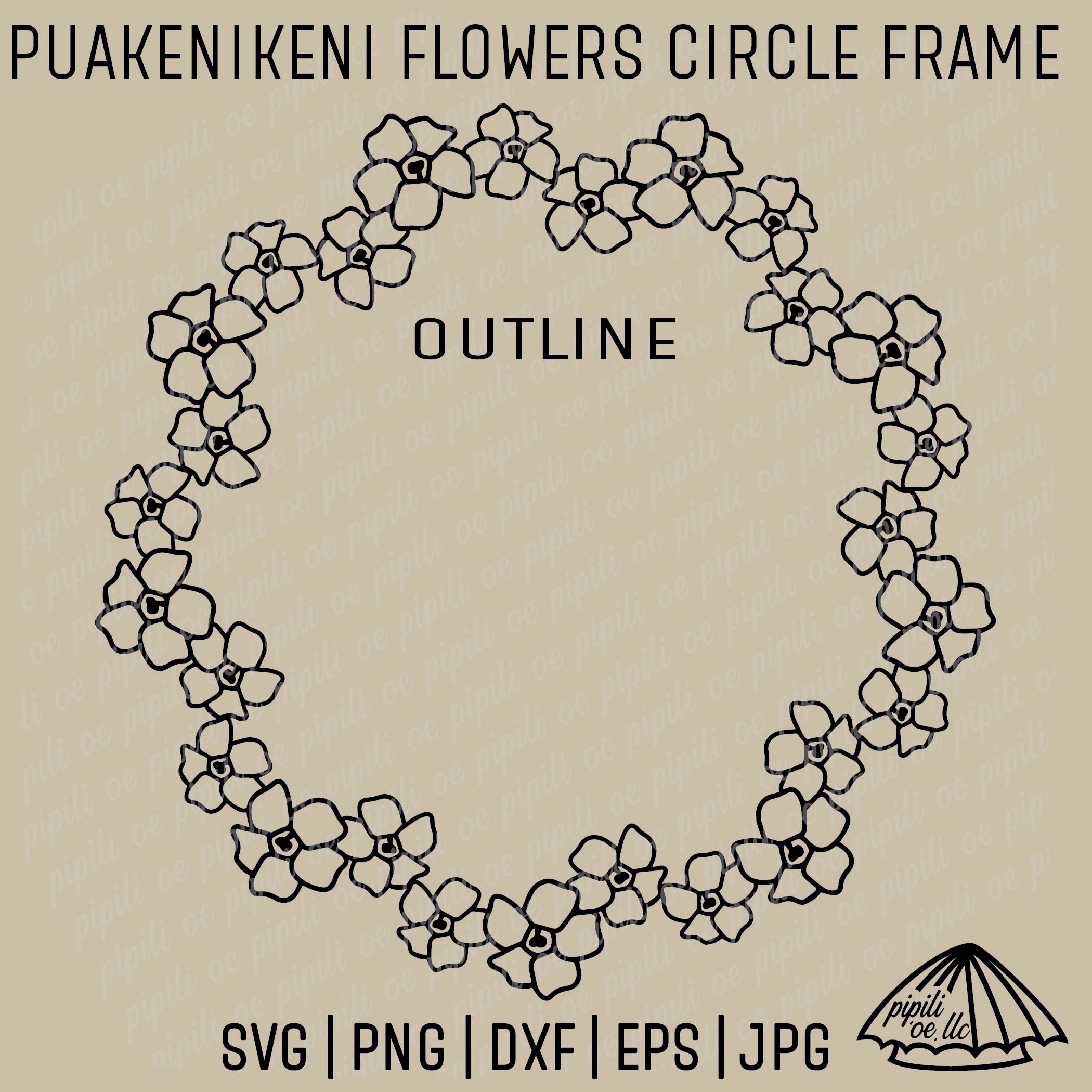 Puakenikeni Flowers Circle Frame SVG - Wreath SVG - Hawaii Flowers