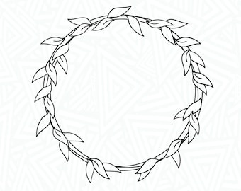 Ti-Leaf Lei cirkelframe SVG - blad cirkelframe SVG - cirkelframe SVG - digitale download - Ti-Leaf Lei Svg - krans Svg - Hawaii Svg