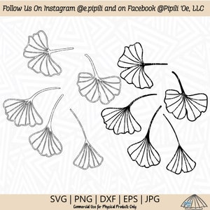Gingko Leaf Outlines SVG - Gingko Leaves SVG - Digital Download - Gingko Leaf Clip Art - Leaves SVG - Gingko Leaf Png - Black and White Svg