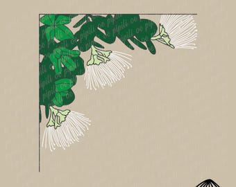 ホワイト オヒア レフア コーナー デザイン SVG - オヒア レフアの花