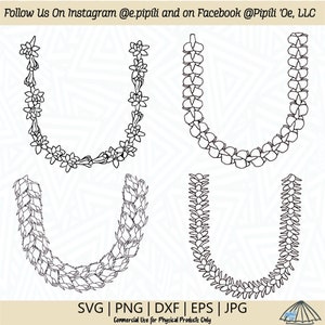 Half Lei Outline Bundle SVG - Puakenikeni Lei SVG - Digital Download - Tuberose Lei SVG - Plumeria Lei Svg - Hawaiian Svg - Rose Bud Lei Png