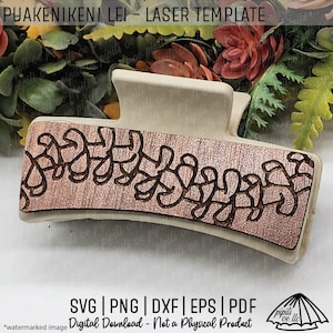 Puakenikeni Lei Hair Clip SVG 4 inch - Floral Hair Clip Laser SVG - Puakenikeni Laser Hair Clip ontwerp SVG - lasergravure - digitaal
