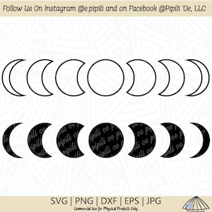 Phases de la lune SVG - SVG de la lune - Phases de la lune Png - fichier coupe lune - lune Clip Art - téléchargement numérique - Cricut - Silhouette - Phases de la lune Dxf