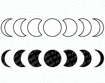 Moon Phases SVG - Moon SVG - Moon Phases Png - Moon Cut File - Moon Clip Art - Digital Download - Cricut - Silhouette - Moon Phases Dxf