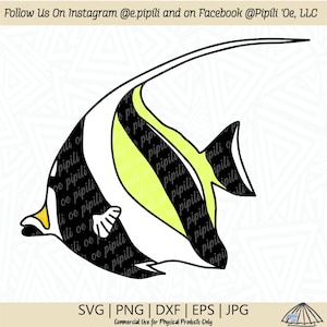 Moorish Idol - Kihikihi SVG - Reef Fish SVG - Hawaii SVG - Hawaii Fish Svg - Fish Clip Art - Ocean Fish Cut File - Digital Download