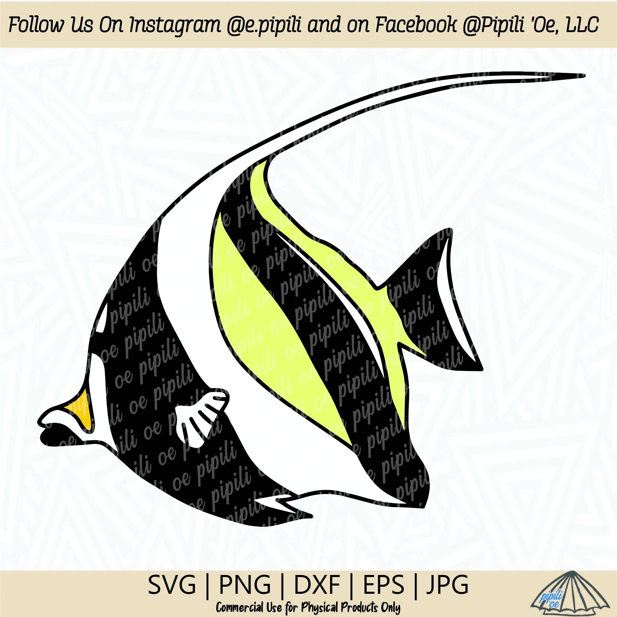 Moorish Idol - Kihikihi SVG - Reef Fish SVG - Hawaii SVG - Hawaii