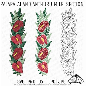 Palapalai and Anthurium Lei Section SVG - Palapalai Lei SVG - Anthurium Lei SVG - Laser Engraving - Hawaii Lei Clip Art - Floral Lei Section
