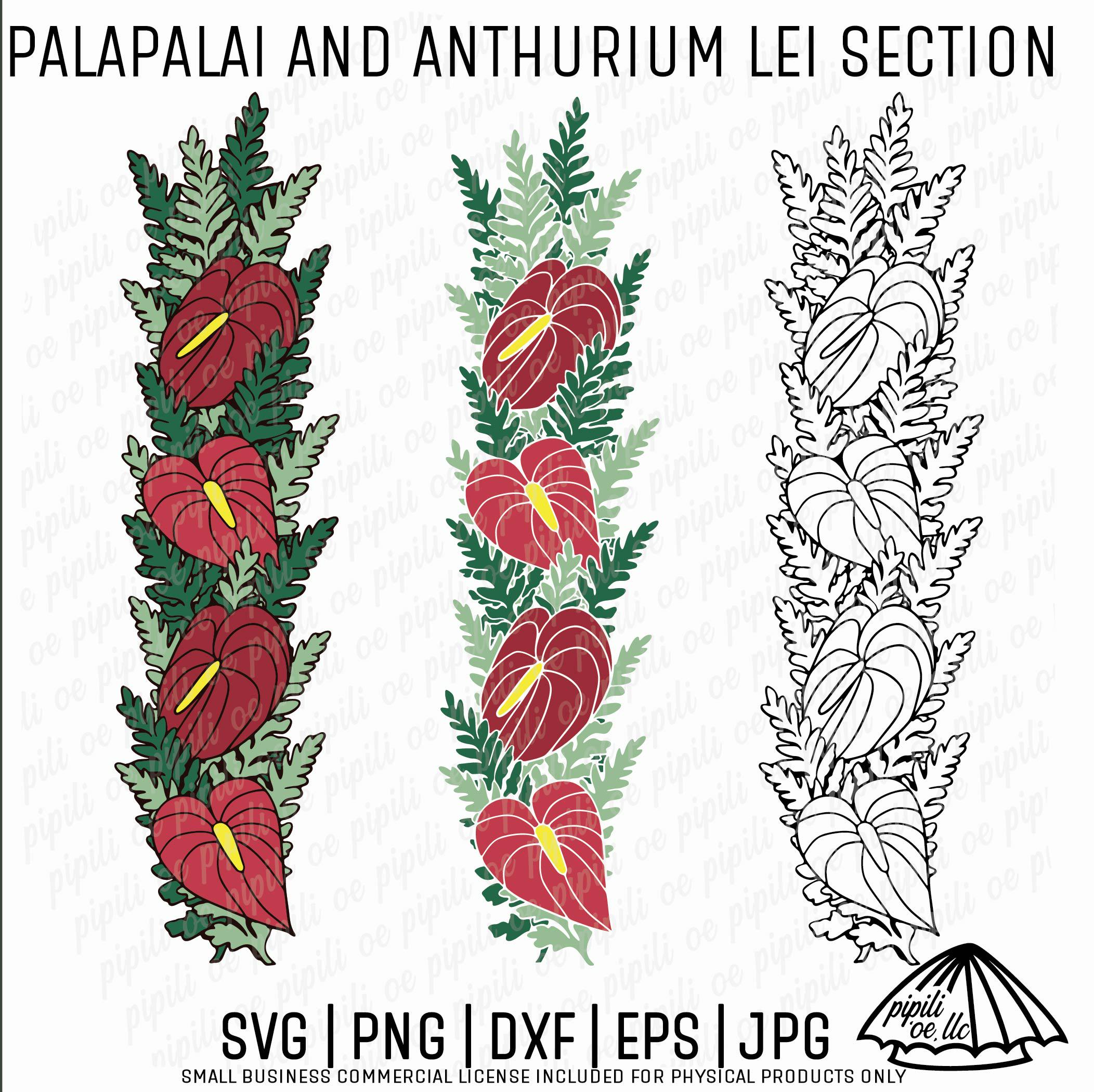 Palapalai and Anthurium Lei Section SVG - Palapalai Lei SVG