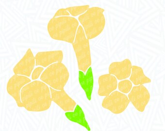 シンプルなプアケニケニの花 SVG - 花の SVG - 植物の SVG - デジタル ダウンロード - ハワイの花 SVG - 花の PNG - クリップ アート - トロピカル フラワー DXF