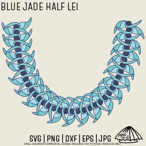 Blue Jade Half Lei SVG - Blue Jade Flower Lei PNG - Hawaiian Lei Svg - Laser Engraving - Lei DTF Design - Lei Design T Shirts - Lei Clip Art