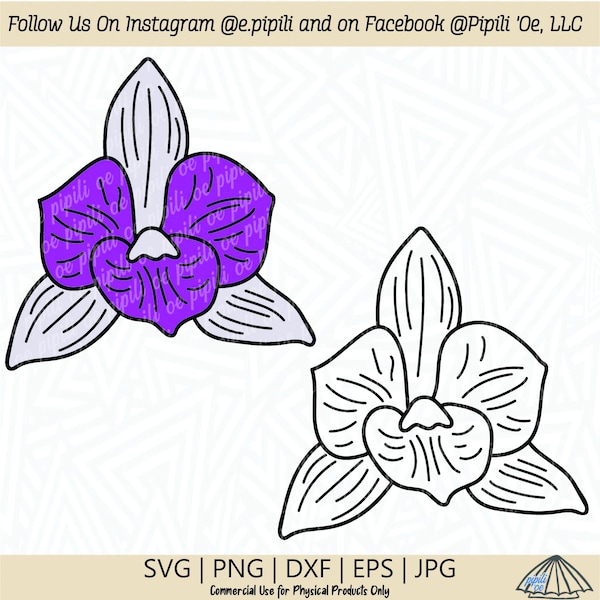 Dendrobium Orchid SVG - Flower SVG - Hawaii Flower SVG - Digital Download - Orchid Clip Art - Plant Svg - Tropical Flower Svg - Flower Png