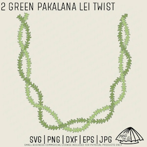2 Green Pakalana Lei Twist SVG - Pakalana Lei SVG - Pakalana Clip Art - Incisione laser - File di taglio Lei per magliette - PNG floreale digitale