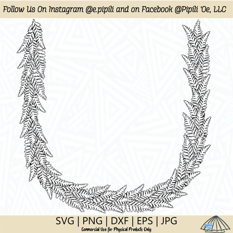 Thin Palapalai Lei Svg - Lace Fern SVG - Plant SVG - Fern SVG - Digital Download - Hawaii Plant Svg - Hawaiian Svg - Tropical Plant Svg image 3