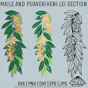 Maile and Puakenikeni Lei Section SVG - Maile Lei SVG - Puakenikeni Lei SVG - Laser Engraving - Hawaiian Lei Svg - Lei Strand Svg - Clip Art