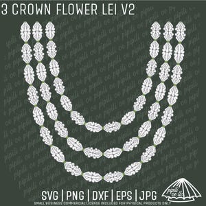 3 Crown Flower Lei V2 SVG - Crown Flower SVG - Digital Download - Pua Kalaunu SVG - Lei Strand Svg - Crown Flower Clip Art - Laser Engraving