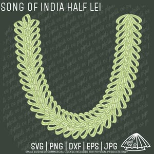 Chanson de l'Inde demi Lei SVG - Lei hawaïen SVG - gravure laser - Lei floral Clip Art - Lei conception pour faire des T-Shirts - Hawaii Lei PNG - Dxf