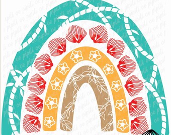 Hawaii Flowers and Lei Rainbow SVG - Rainbow SVG - Flower SVG - Hawaii Lei Svg - Digital Download - Rainbow Clip Art - Hawaii Flower Png