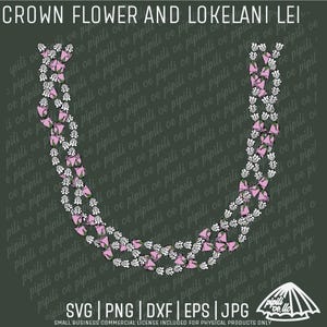 Korona Kwiatowa i Lokelani Lei SVG - Korona Kwiatowa Lei SVG - Lokelani Lei SVG - Grawerowanie Laserowe - Lei SVG na Koszulki - Hawajskie Kwiatowe Lei - PNG