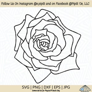 Rose Outline SVG - Rose PNG - Rose Flower SVG - Rose Clip Art - Floral Line Art Svg - Botanical Svg - Floral Design Svg - Hawaii Flower Svg