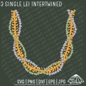 3 enkele Lei verweven SVG - Puakenikeni Lei SVG - lasergravure - Pikake Lei Svg - bloemdessin SVG - Hawaii Lei Svg - Pakalana Svg