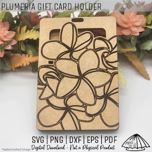 Plumeria Flower Laser Gift Card Holder SVG - Gift Card Holder SVG - Frangipani SVG - Laser Cut File - Hawaii Laser Svg - Ornament Svg