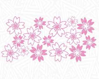Sakura Flowers Can Glass SVG - Sakura Flower SVG - Digital Download - Can Glass SVG - Flower Pattern Svg - Cherry Blossom Png - Sakura Dxf