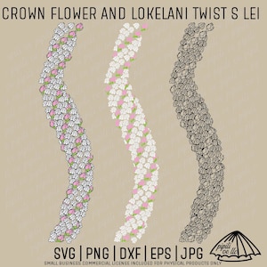 Corona di fiori e Lokelani Twist S Shape Lei SVG - Corona di fiori SVG - Lokelani Lei SVG - Hawaii Floral Design - Lei Strand Svg - Flower Lei