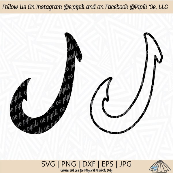 Hawaiian Fish Hook Silhouette SVG - Digital Download - Fish Hook SVG - Fishing SVG - Hawaiian Fishhook Makau Svg - Fish Hook Clip Art