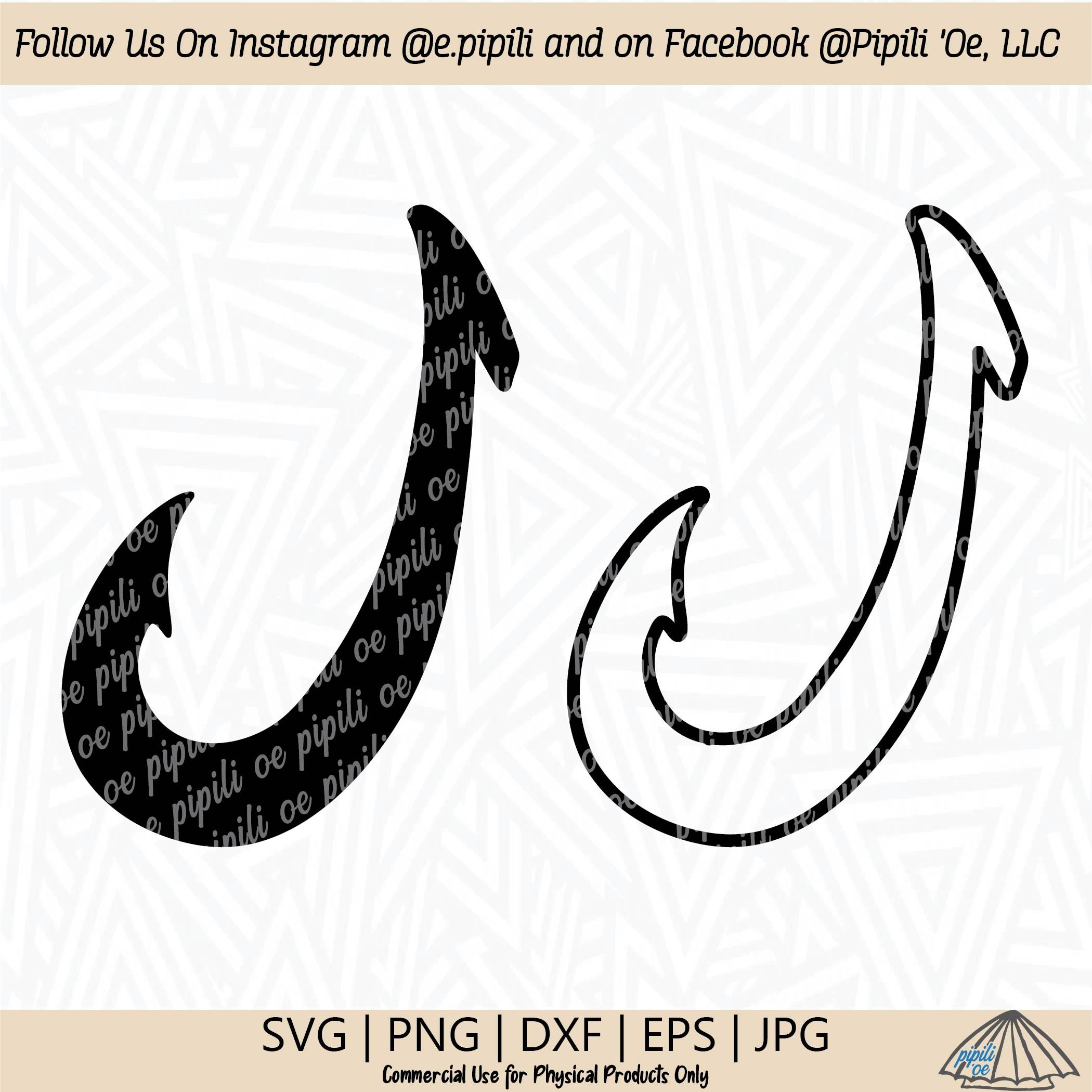 Hawaiian Fish Hook Silhouette SVG Digital Download Fish Hook SVG Fishing  SVG Hawaiian Fishhook Makau Svg Fish Hook Clip Art 