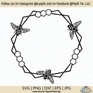 Bee zeshoek frame SVG - honingbij SVG - zeshoek frame SVG - hommel Svg - digitale download - frame png - bee-illustraties - frame gesneden bestand