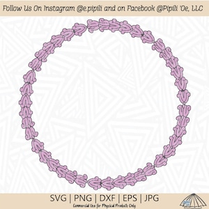 Crown Flower Lei Circle Frame SVG - Crown Flower SVG - Digital Download - Pua Kalaunu SVG - Flower Lei Png - Crown Flower Clip Art - Dxf
