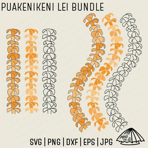 Puakenikeni Lei Bundle SVG - Puakenikeni Flower SVG - Hawaii Svg - Lei Svg - Puakenikeni Lei - Seamless Svg - Gravação a laser - Sublimação