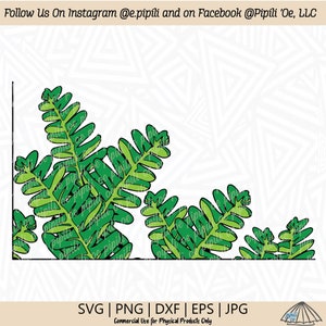 Kupukupu Fern Corner Design SVG - Fern SVG - Plante SVG - Sword Fern svg - Kupukupu Fern Cut File - Téléchargement numérique - Hawaii Fern Png - Dxf
