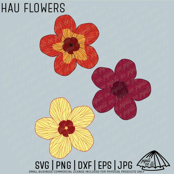 Hau Flowers SVG - Hibiscus Flower SVG - Hawaii Flower Clip Art - Laser Engraving - Floral Svg - Native Hawaiian Flower Art - Digital Flower