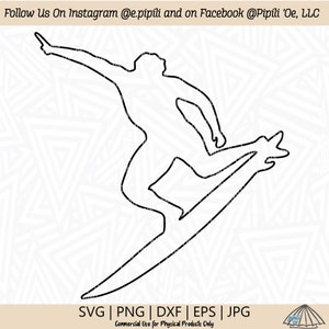 Surfer Silhouette Outline SVG - Surfer SVG - Surfing SVG - Beach Svg - Digital Download - Surfer Cut File - Surfer Clip Art - Surfing Png
