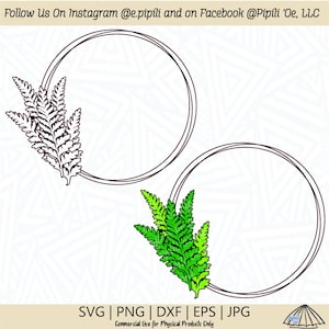 Palapalai Layered Circle Frame SVG - Fern Circle Frame SVG - Wreath SVG - Digital Download - Plant Svg - Hawaiian Svg - Floral Frame Png