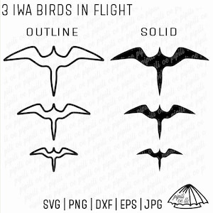 3 Iwa oiseaux en vol SVG - Iwa oiseau SVG - Silhouette oiseau SVG - Hawaï Svg - gravure Laser Svg - plage - oiseaux en vol Svg - Png