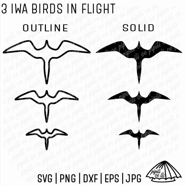 3 Iwa Birds in Flight SVG - Iwa Bird SVG - Bird Silhouette SVG - Hawaii Svg - Laser Engraving Svg - Beach Svg - Birds in Flight Svg - Png