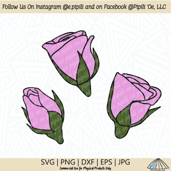 Lokelani Rose Buds SVG - Rose SVG - Flower SVG - Digital Download - Rose Bud Svg - Rose bud Png - Rose Flower Clip Art - Flower Png