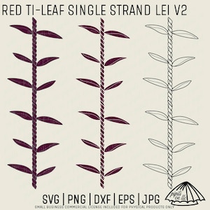 Rode Ti Leaf Lei Single Strand SVG - Ti Leaf Lei SVG - Lāʻī Leis SVG - Lei Strand Svg - Hawaii Plant Svg - Hawaiian Lei Svg - naadloze Lei