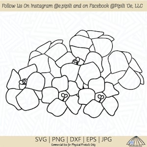 Puakenikeni Flower Cluster Outline SVG - Puakenikeni Flower SVG - Flower SVG - Hawaii Svg - Tropical Flower Svg - Digital Download - Png