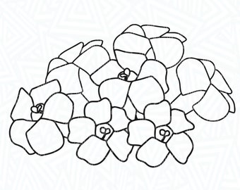 プアケニケニの花のクラスターのアウトライン SVG - プアケニケニの花の SVG - 花の SVG - ハワイ SVG - 熱帯の花の SVG - デジタル ダウンロード - PNG