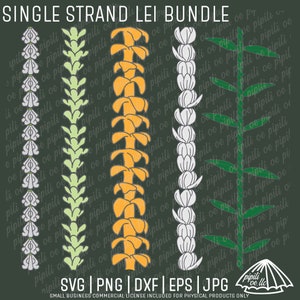 Einzelstrang Lei Bündel - Pikake SVG - Puakenikeni Lei SVG - Pakalana Lei SVG - Hawaiianische Lei SVG - Krone Blumen SVG - Ti-Leaf Lei Strang