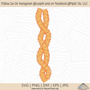 May include: Orange and yellow garland made of small circles, resembling a lei. The garland is in the shape of a figure eight. The image includes the text "Follow Us On Instagram @e.pipili and on Facebook @Pipili 'Oe, LLC", "SVG | PNG | DXF | EPS | JPG", "Commercial Use for Physical Products Only", and "pipili".