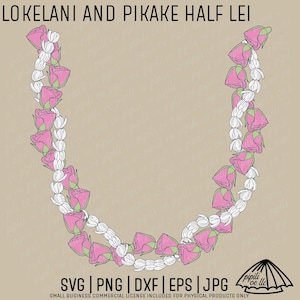 Lokelani and Pikake Half Lei SVG - Lokelani SVG - Pikake Lei Clip Art PNG - Hawaiian Lei Design Svg - Laser Engraving - T Shirt Design Svg