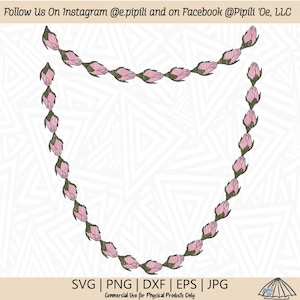 Lokelani Lei Front and Back SVG - Pink Damask Rose SVG - Digital Download - Lokelani Rose Bud SVG - Rose Clip Art - Lokelani Lei Png - Dxf