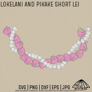 Lokelani and Pikake Short Lei SVG - Lokelani SVG - Pikake Lei Clip Art - Hawaiian Lei Design SVG - Laser Engraving - T Shirt Design Svg